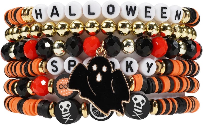 Lonext Halloween Bracelets Stackable Heishi Beaded Stretch Bracelets - Image 1